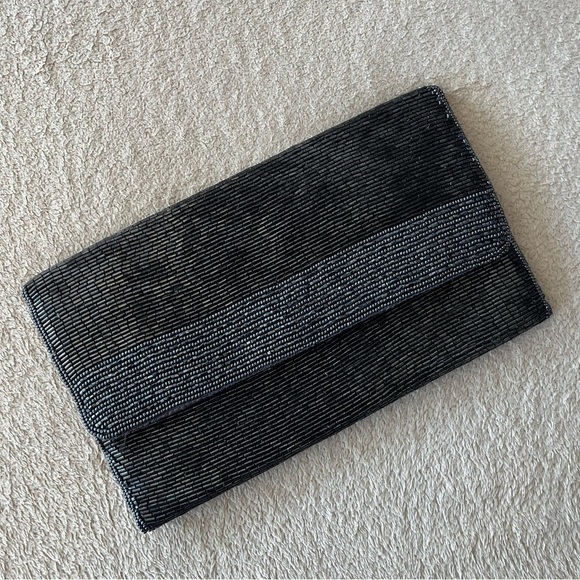 Vintage 1980s Du-Val Black Beaded Envelope Clutch - Picture 8 of 15